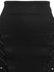 レースアップデザインスカート ブラック