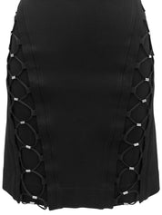 レースアップデザインスカート ブラック