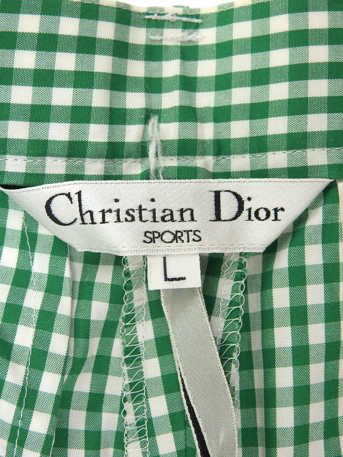 ギンガムチェックパターンロゴチャームパンツ グリーン/ホワイト