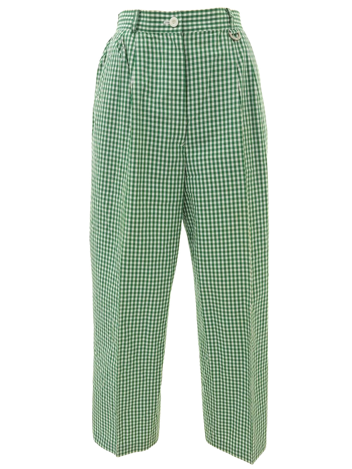 ギンガムチェックパターンロゴチャームパンツ グリーン/ホワイト