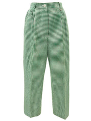 ギンガムチェックパターンロゴチャームパンツ グリーン/ホワイト