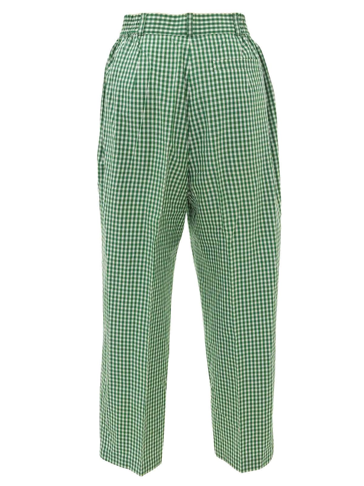 绿/白格纹图案Logo吊坠裤