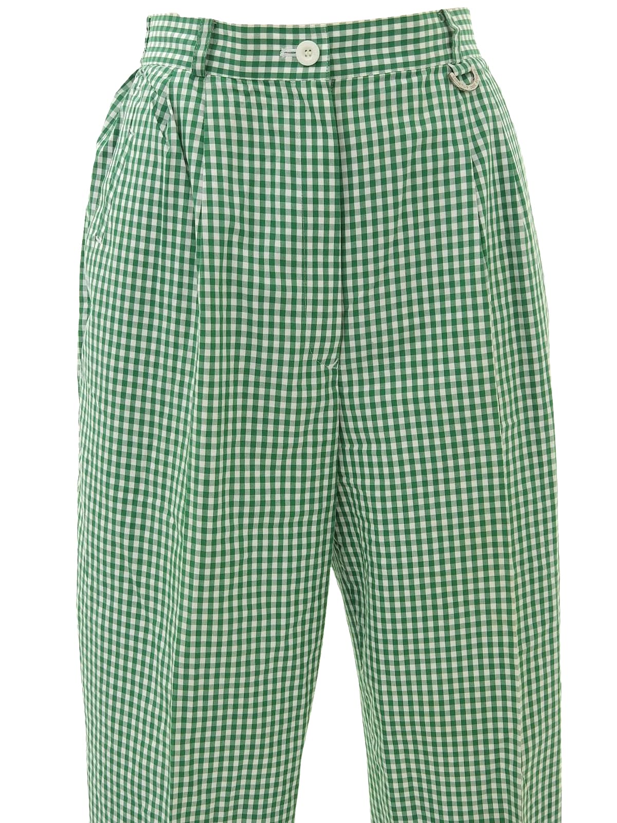 ギンガムチェックパターンロゴチャームパンツ グリーン/ホワイト