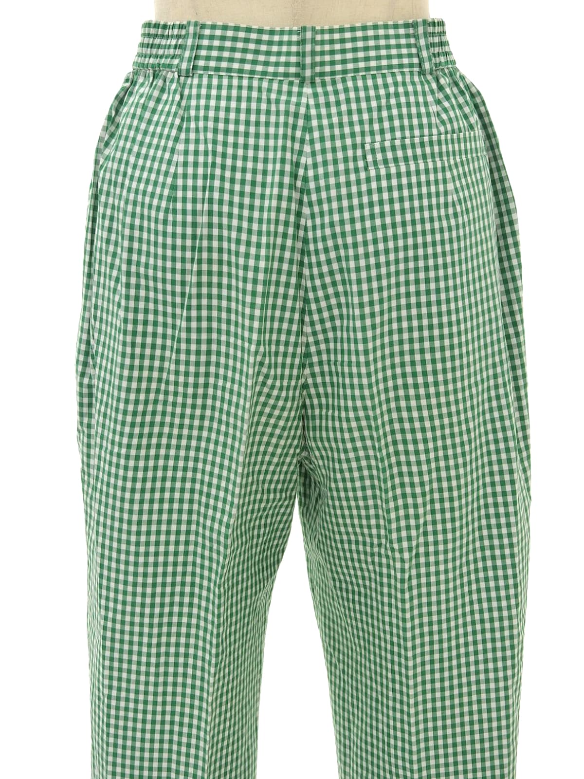 ギンガムチェックパターンロゴチャームパンツ グリーン/ホワイト