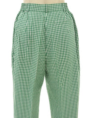 ギンガムチェックパターンロゴチャームパンツ グリーン/ホワイト