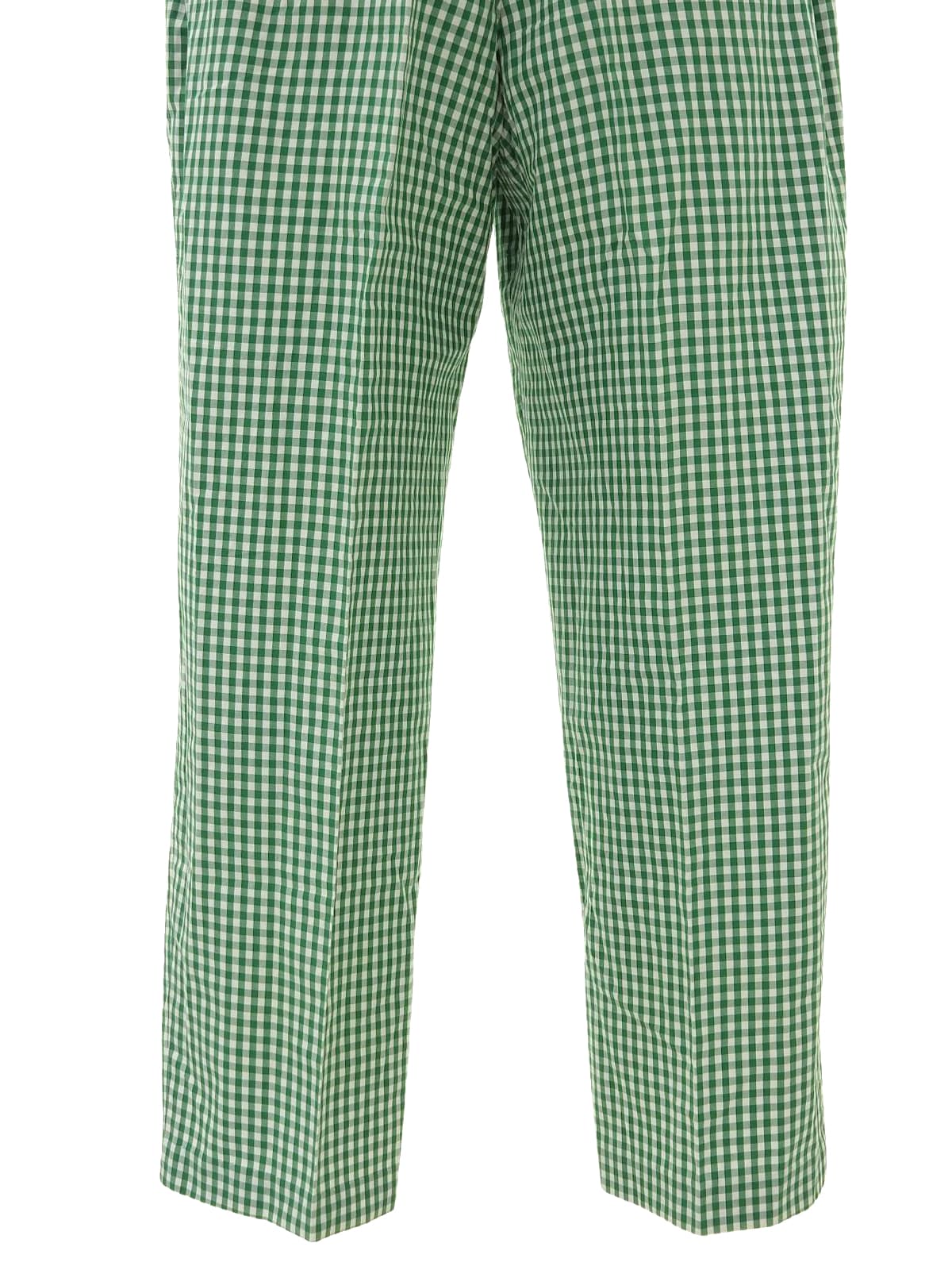 ギンガムチェックパターンロゴチャームパンツ グリーン/ホワイト