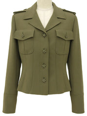 Runtone Star Button Short Jacket, Khaki