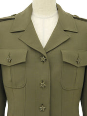 Runtone Star Button Short Jacket, Khaki