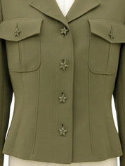 Runtone Star Button Short Jacket, Khaki