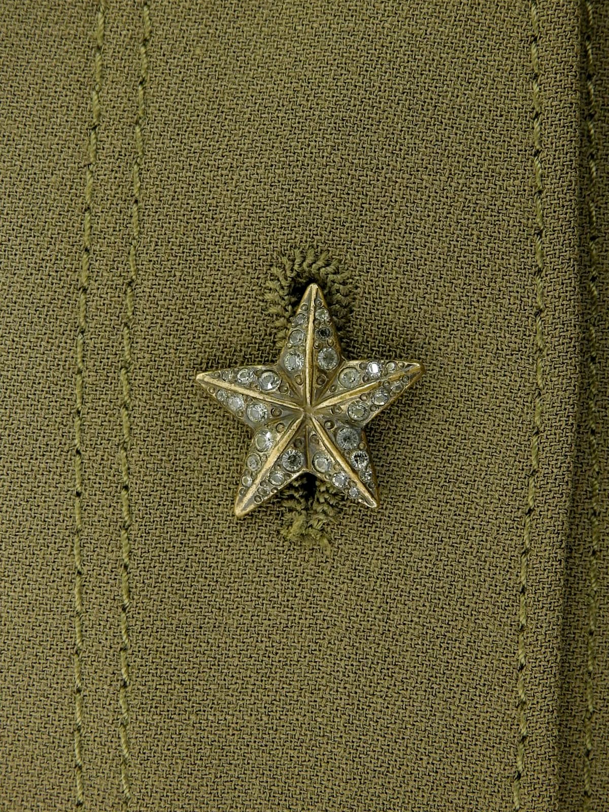 Runtone Star Button Short Jacket, Khaki