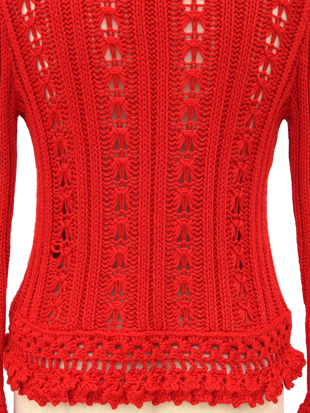 スクエアロゴプレートクロシェカーディガン レッド