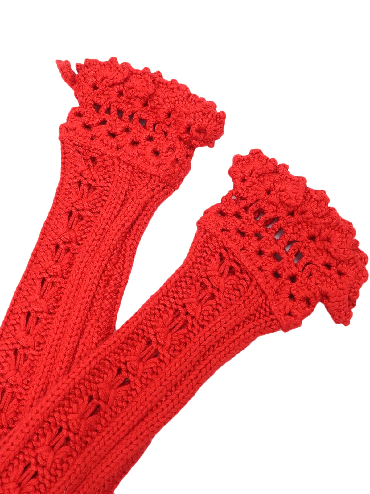 スクエアロゴプレートクロシェカーディガン レッド