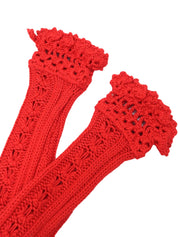 スクエアロゴプレートクロシェカーディガン レッド