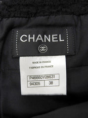 ツイードCCマークチェーンデザインボタンスカート ブラック