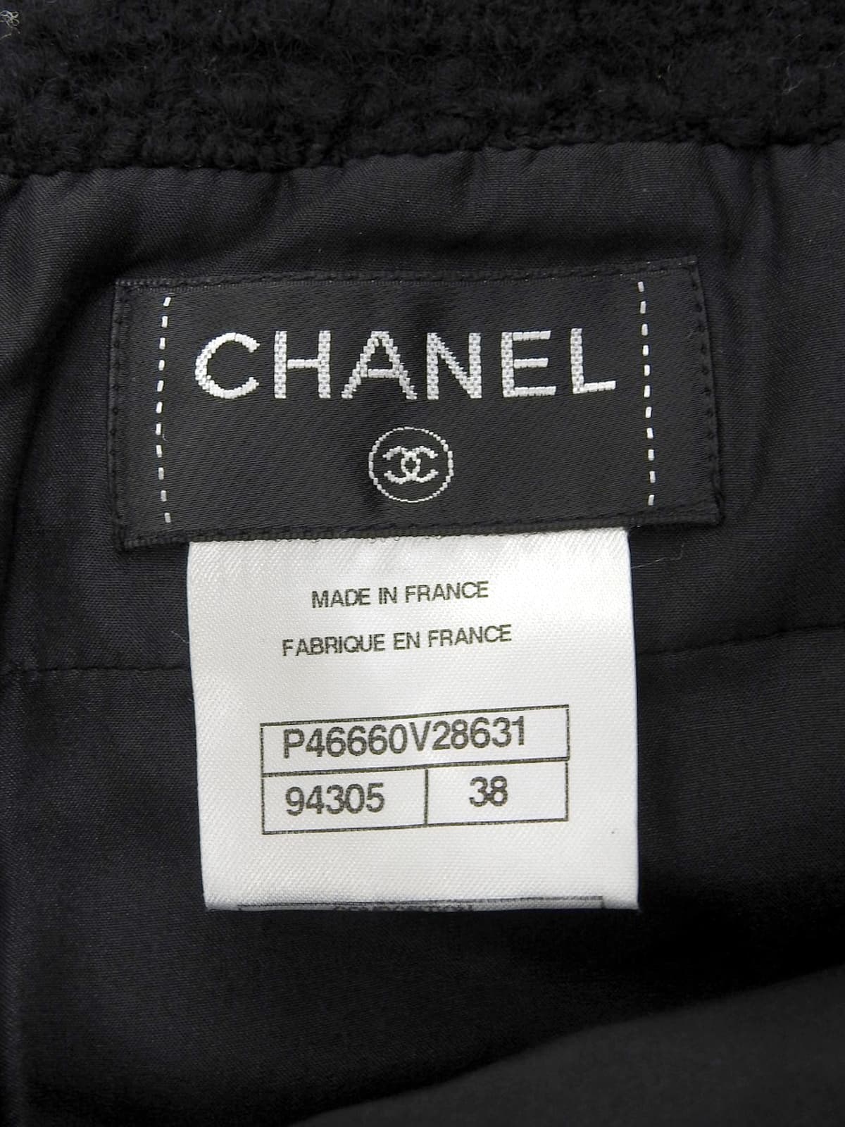 ツイードCCマークチェーンデザインボタンスカート ブラック