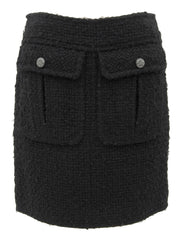 ツイードCCマークチェーンデザインボタンスカート ブラック