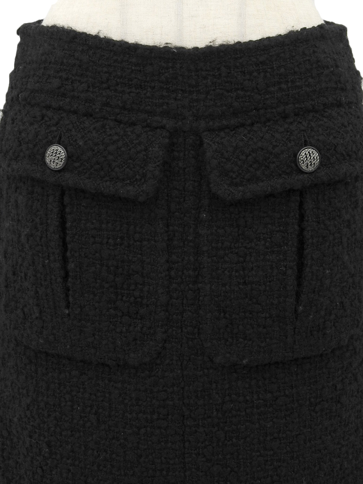 ツイードCCマークチェーンデザインボタンスカート ブラック