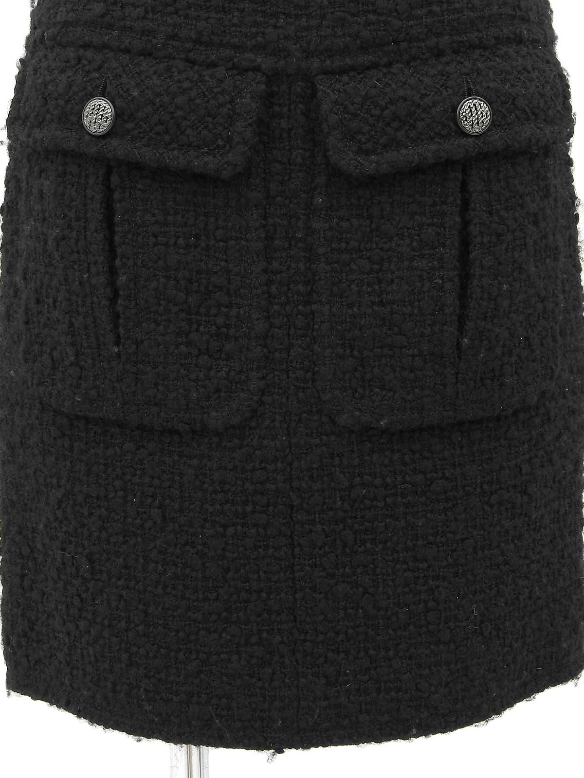 ツイードCCマークチェーンデザインボタンスカート ブラック