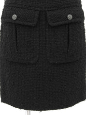 ツイードCCマークチェーンデザインボタンスカート ブラック