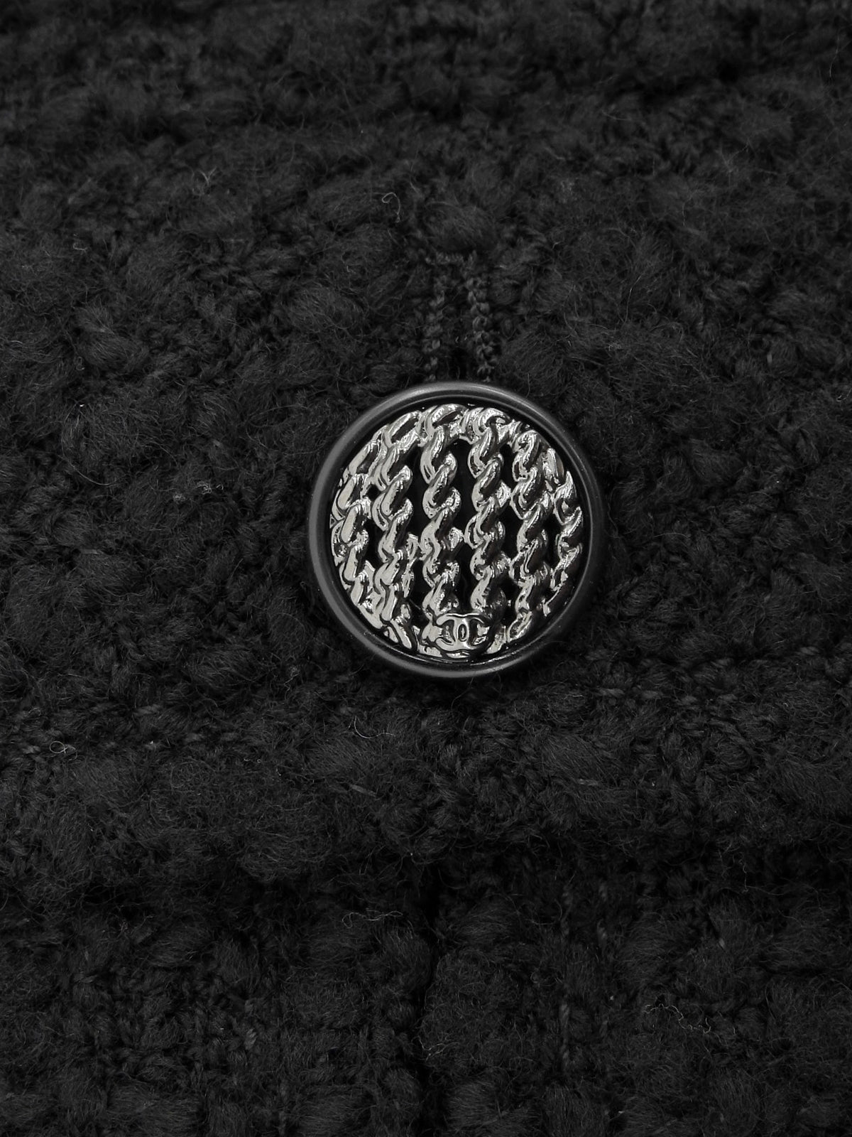 ツイードCCマークチェーンデザインボタンスカート ブラック