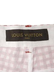 ブロックチェックパターンロゴボタンパンツ レッド/ホワイト