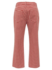 红白格纹图案Logo纽扣裤