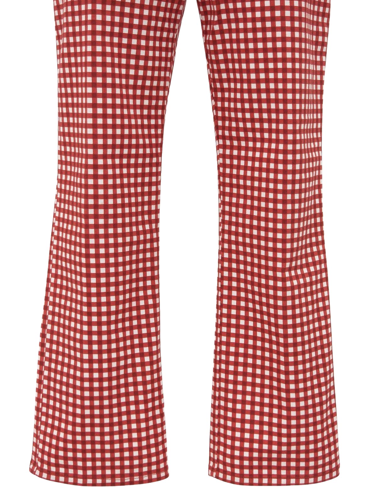 ブロックチェックパターンロゴボタンパンツ レッド/ホワイト
