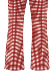 ブロックチェックパターンロゴボタンパンツ レッド/ホワイト