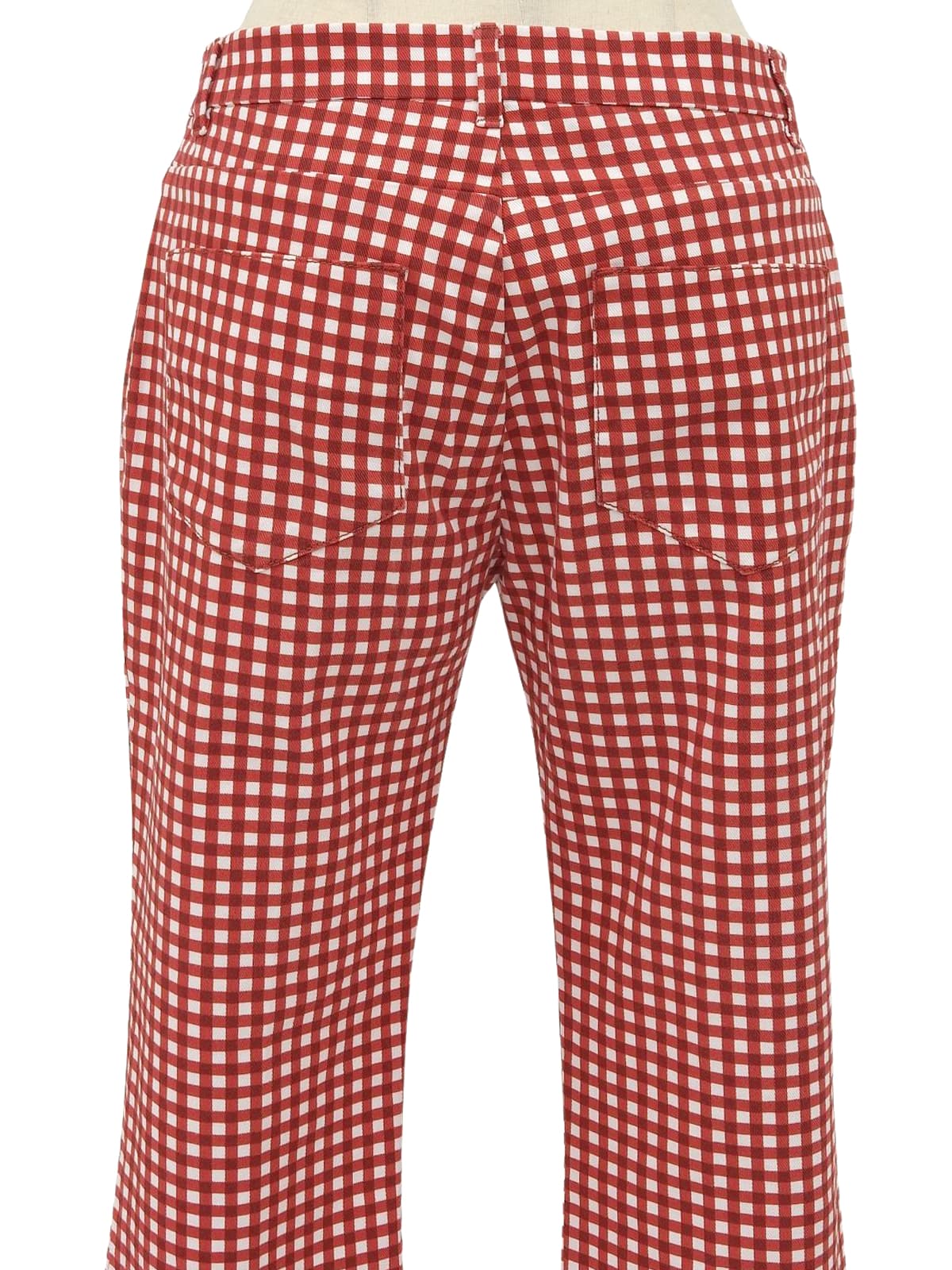 ブロックチェックパターンロゴボタンパンツ レッド/ホワイト