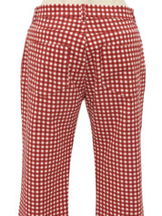 ブロックチェックパターンロゴボタンパンツ レッド/ホワイト
