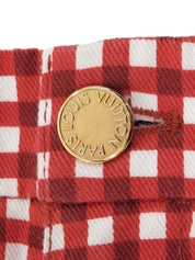 ブロックチェックパターンロゴボタンパンツ レッド/ホワイト