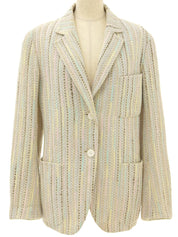 2000年製 ツイードストライプパターンジャケット アイボリー/マルチ