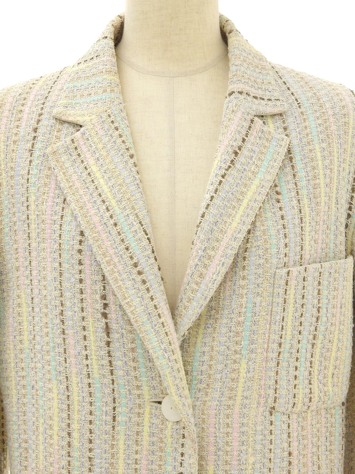 2000年製 ツイードストライプパターンジャケット アイボリー/マルチ