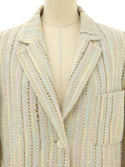 2000年製 ツイードストライプパターンジャケット アイボリー/マルチ