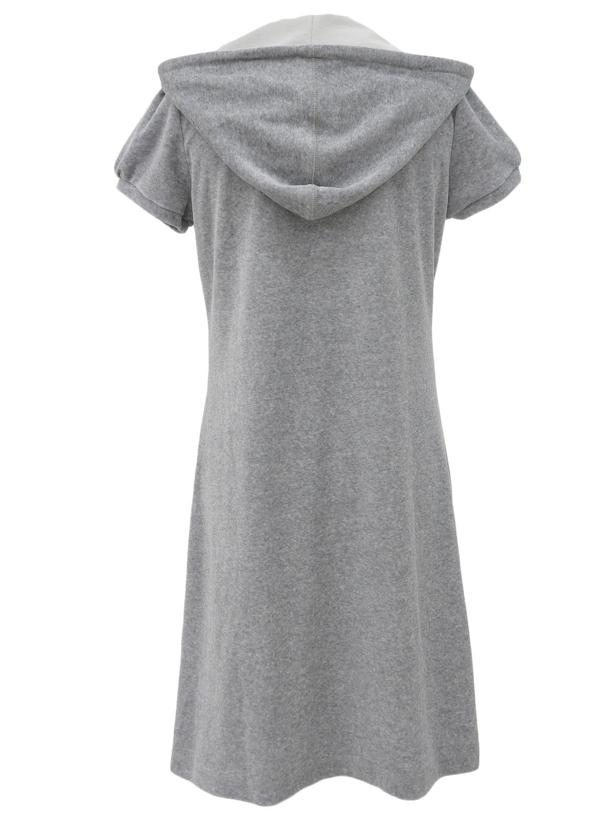 ベロアロゴ刺繍フーデッドワンピース グレー