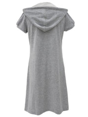 ベロアロゴ刺繍フーデッドワンピース グレー