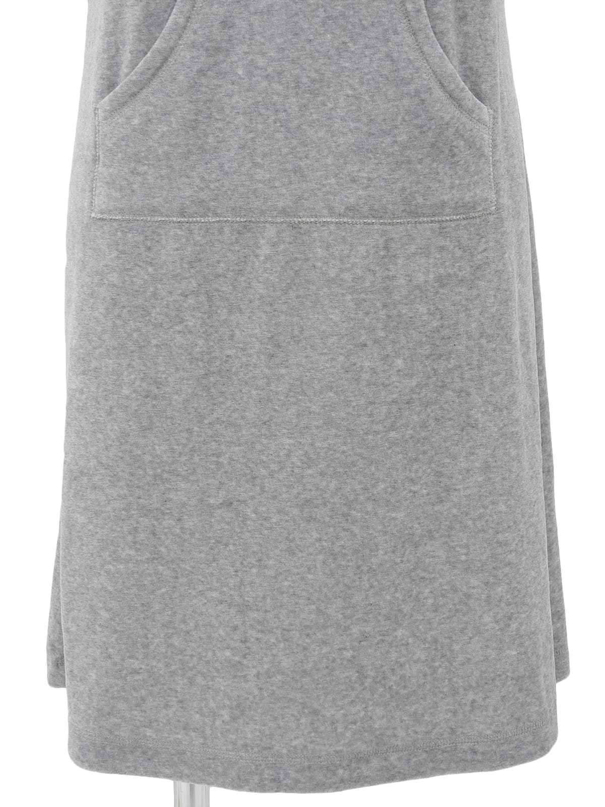 灰色丝绒刺绣logo连帽连衣裙