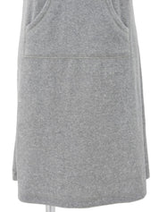 灰色丝绒刺绣logo连帽连衣裙