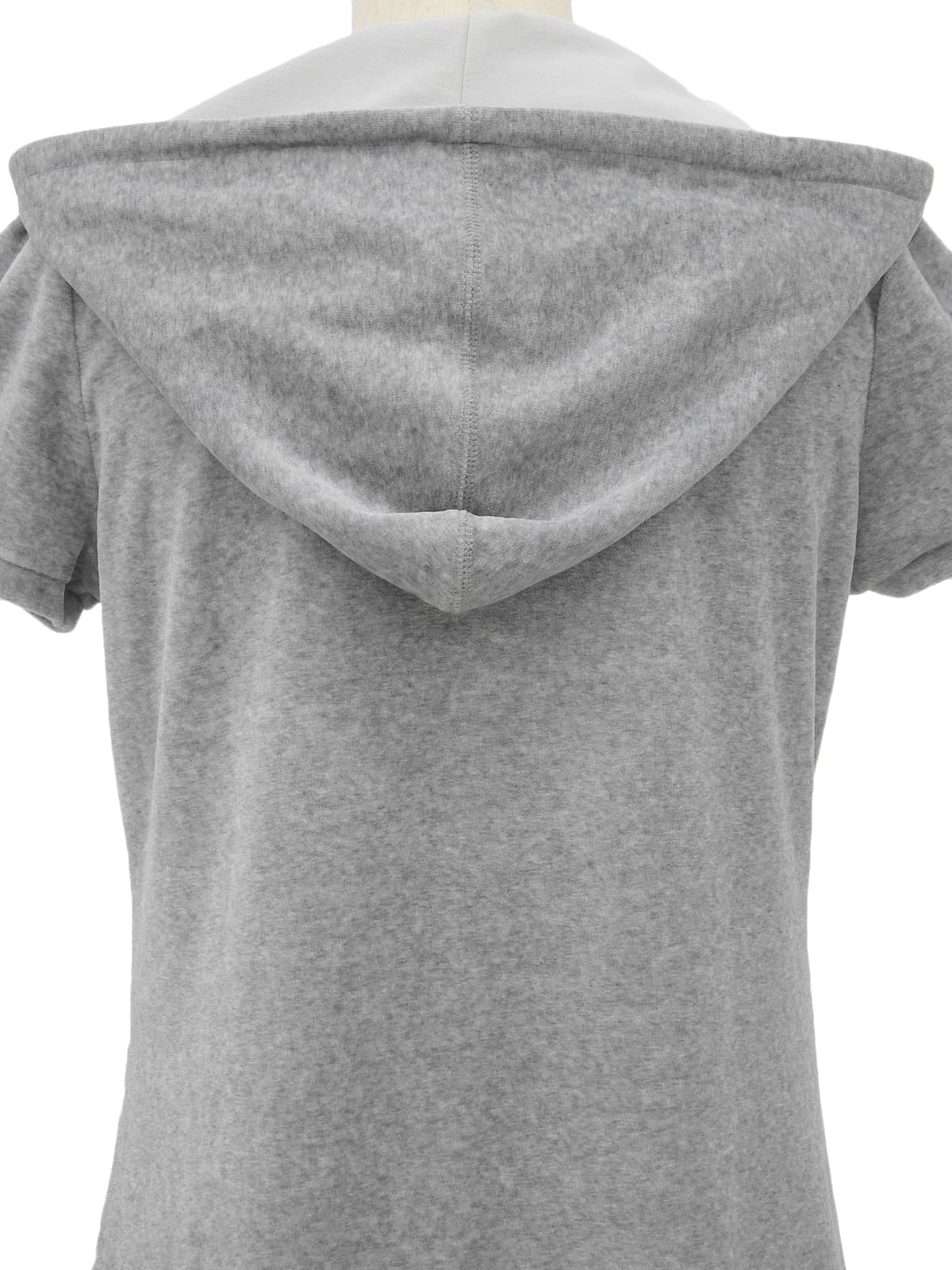 Velour logo embroidered hooded dress in grey