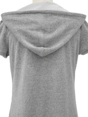 Velour logo embroidered hooded dress in grey