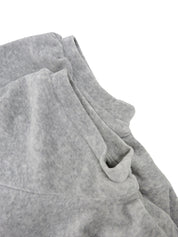 ベロアロゴ刺繍フーデッドワンピース グレー