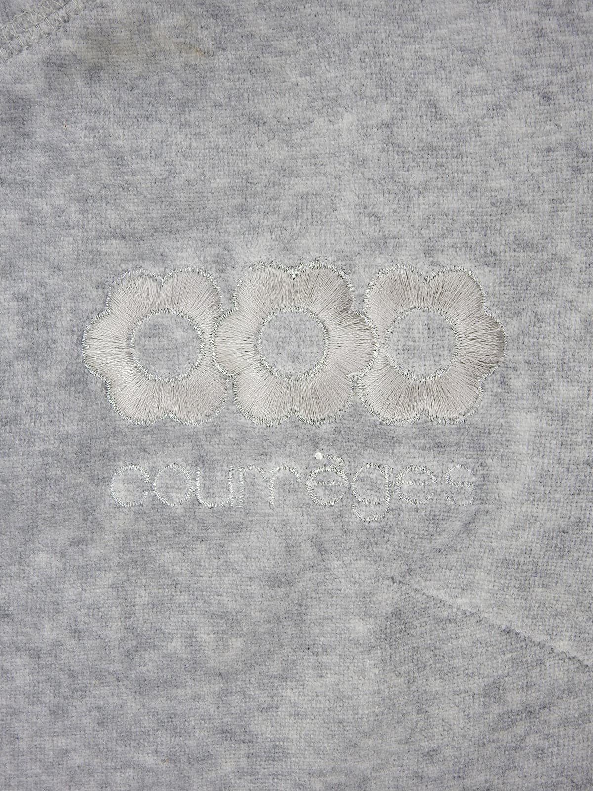 灰色丝绒刺绣logo连帽连衣裙