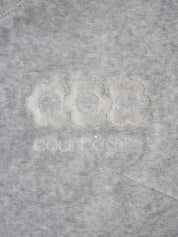 灰色丝绒刺绣logo连帽连衣裙