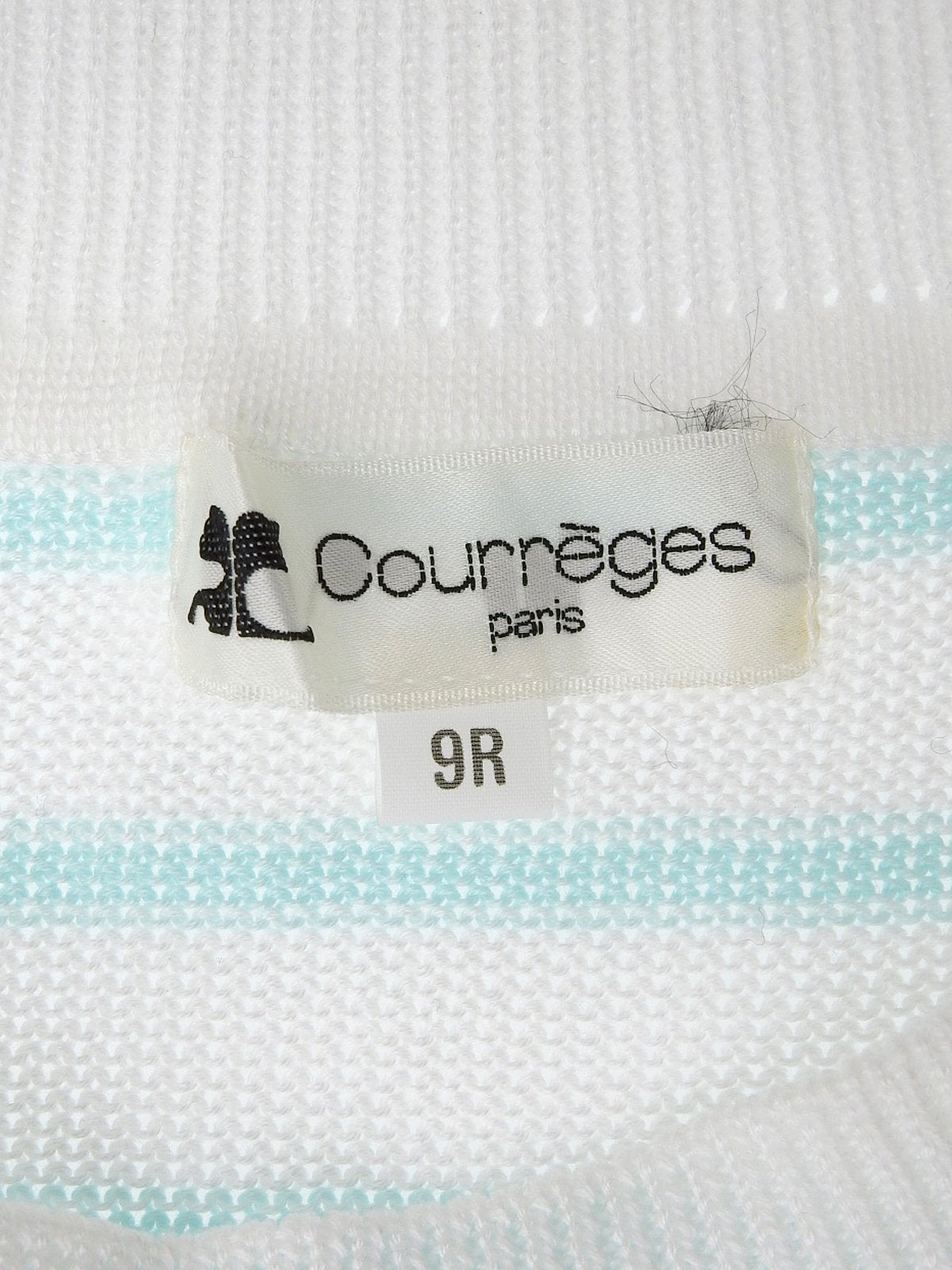 デザインボーダーパターンロゴ半袖ニットトップス ホワイト/マルチ