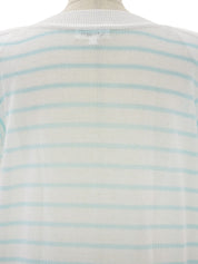 デザインボーダーパターンロゴ半袖ニットトップス ホワイト/マルチ