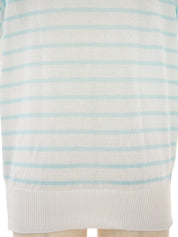 デザインボーダーパターンロゴ半袖ニットトップス ホワイト/マルチ