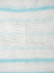 デザインボーダーパターンロゴ半袖ニットトップス ホワイト/マルチ