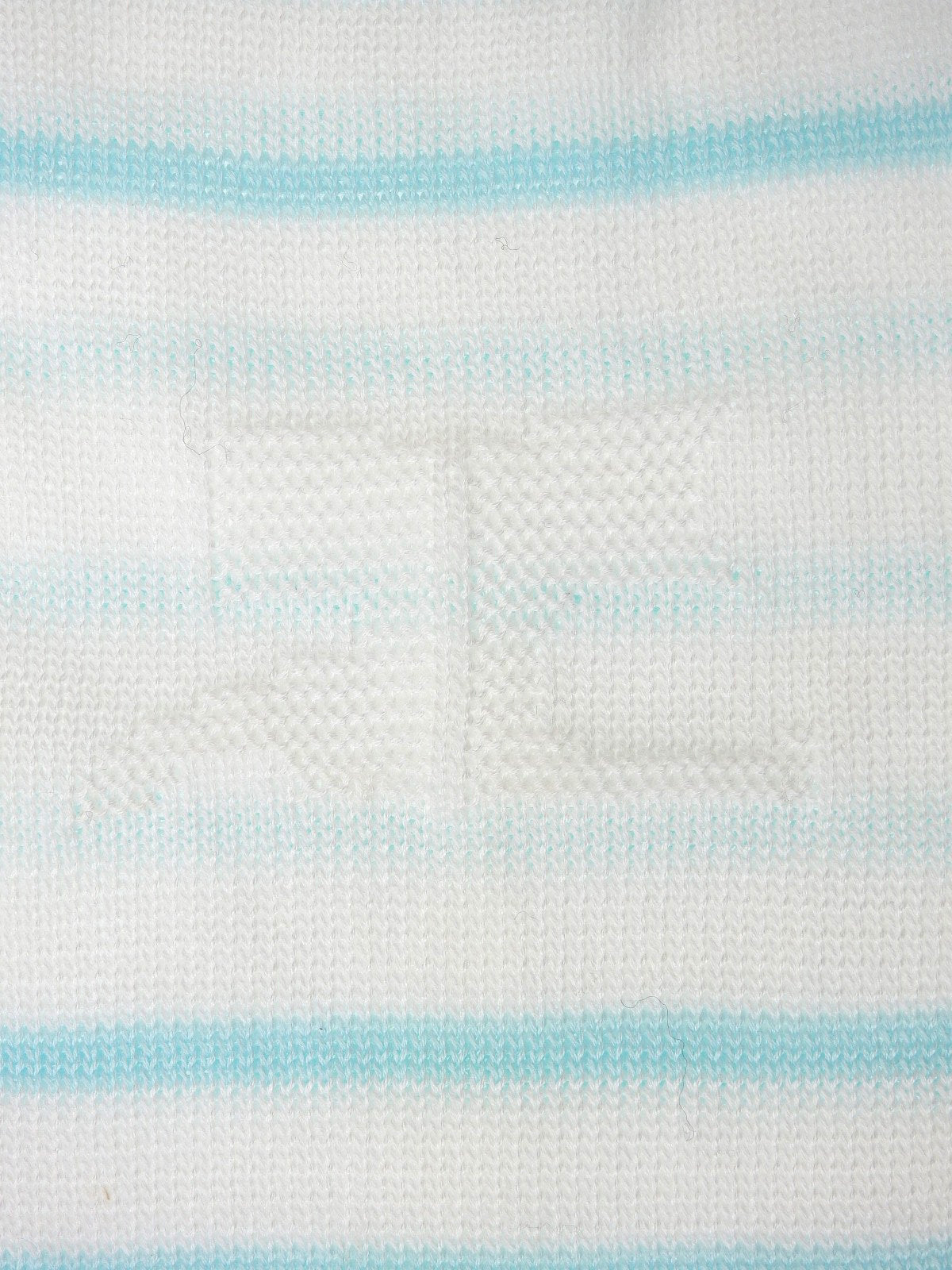 デザインボーダーパターンロゴ半袖ニットトップス ホワイト/マルチ