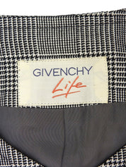 グレンチェックパターンノーカラーロングジャケット グレー/ブラック