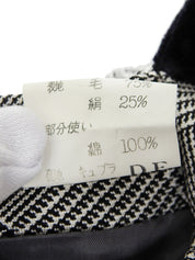 グレンチェックパターンノーカラーロングジャケット グレー/ブラック